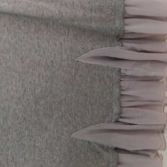 Mystree Sz M Gray Top with Sheer Gray detailing in the back and the bottom - Picture 5 of 8